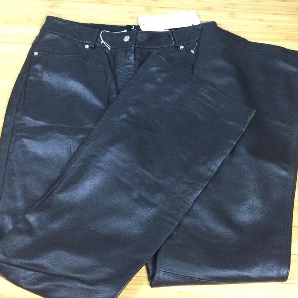 Escada Black Lamb Leather Jean Cut Pants 40 10 NWT
